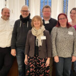 Die Mitglieder der Landessynode aus dem Evangelischen Kirchenkreis An Sieg und Rhein: Pfarrer Thomas Weckbecker (v.l.), Dr. Bernd Giernoth, Superintendentin Almut van Niekerk, Dr. Mark von Campenhausen, Pfarrerin Angela Scharf und Patricia Meyer